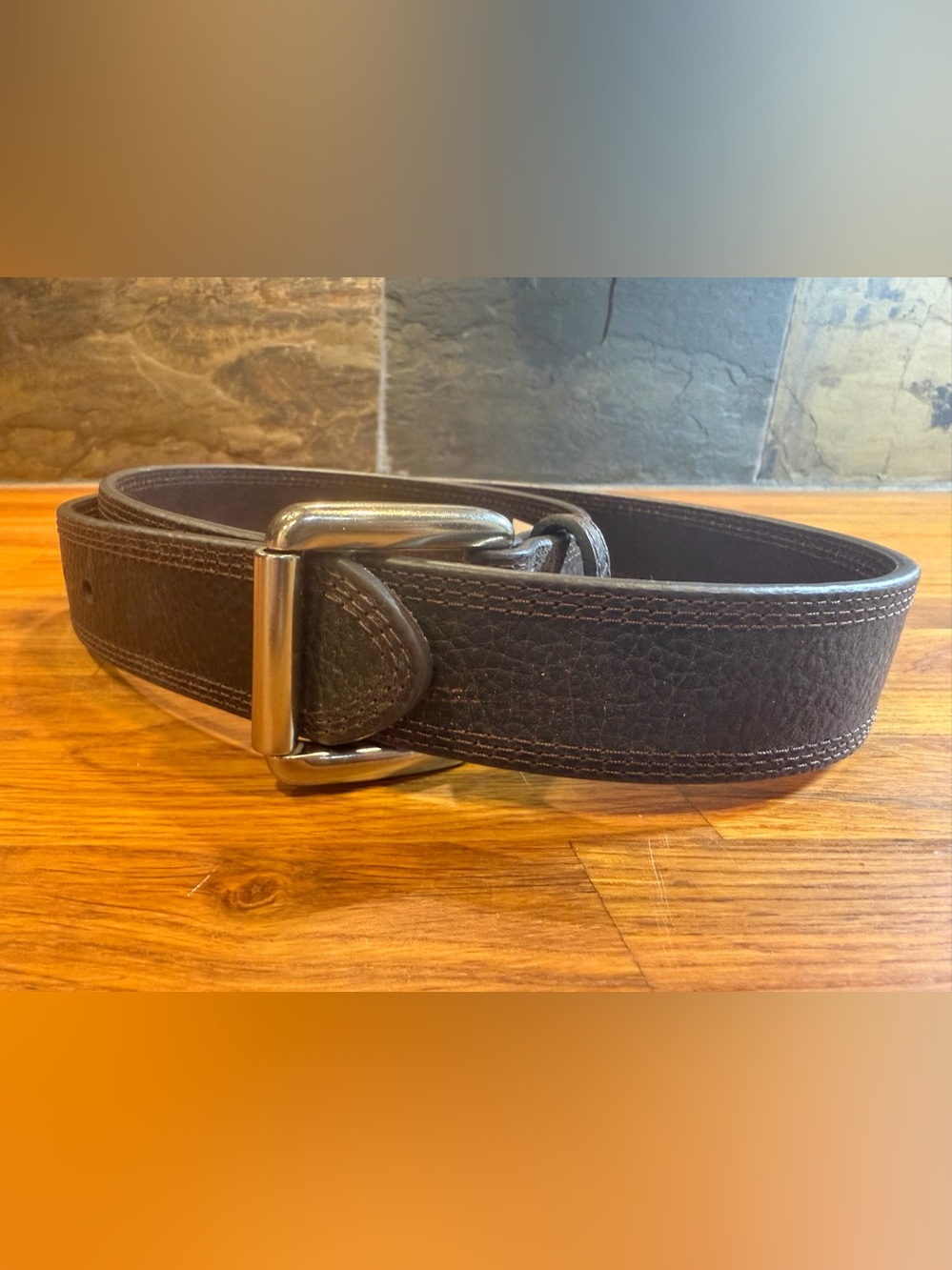 Ariat Brown Leather Belt with changeable Silver Buckle (023)